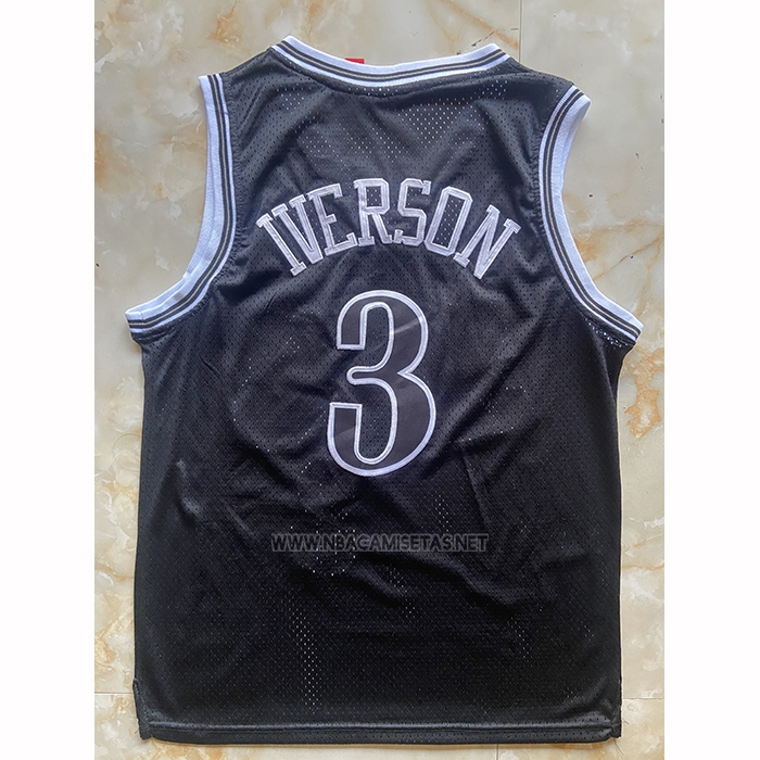 Camiseta Philadelphia 76ers Allen Iverson NO 3 Mitchell & Ness 1997-98 Negro2